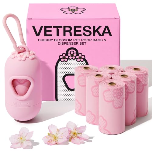 Dog Poop Bag Dispenser with 105 Cherry Blossom Scented Bags (Cherry Blossom / 1 Count (Pack of 105))