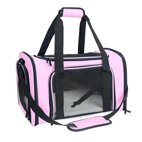 Soft Sided Carrier for Small Medium Cats Dogs (20.0"L x 13.0"W x 13.0"H / Pink)