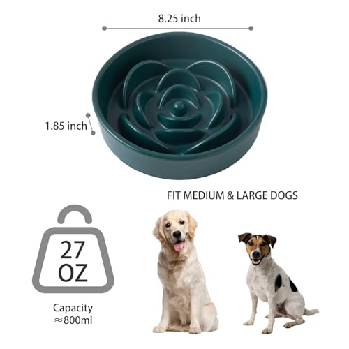 8.25'' Ceramic Slow Feeder Dog Bowls (8.25 inch / Green)