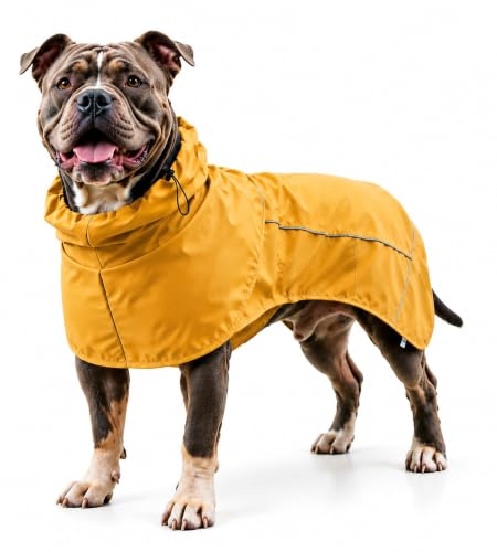 Dog Raincoat Full Body Coverage Waterproof Windproof Hooded Jacket (Yellow / 4X-Large)