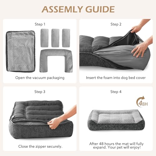 XL Orthopedic Dog Bed for Large Dogs (XL Plus(45"L x 32"W x 9.5"Th) / Light Grey)