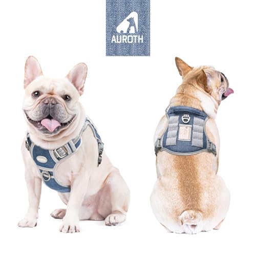 Dog Harness for Small Medium Dogs (Denim Blue / S(Neck:14-21",Chest:20-31"),18-35 lbs)