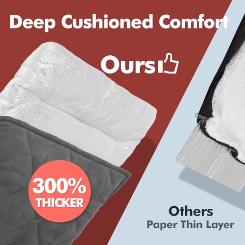 Self Warming Bed Self Heating Cat Bed Pad 36 x 24 Inches (Suede Grey / 36"L x 24"W x 2"Th)