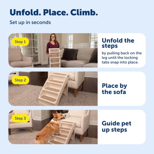 CozyUp Folding Dog Stairs (Sofa - 20 Inches Tall / Gray)