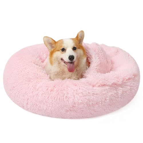 Calming Donut Dog Bed (Pink / Small 19.7''x19.7''x7'')