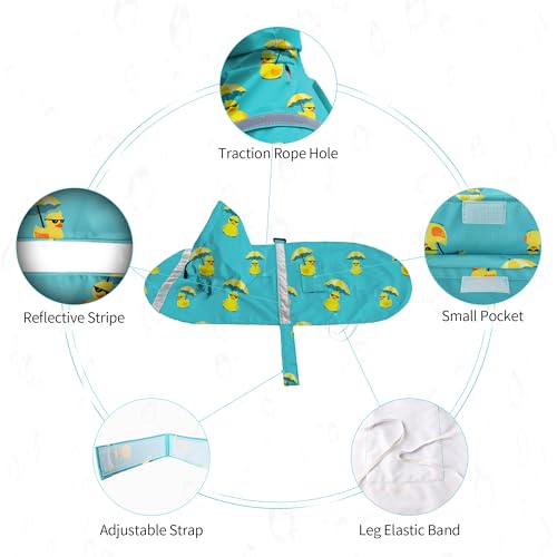Large Dog Raincoat Adjustable (Large (Pack of 1) / Lake Green)
