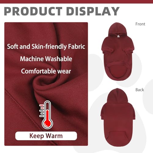 Dog Hoodie for Large Medium Small Dogs (Deep Red / Small/Medium)