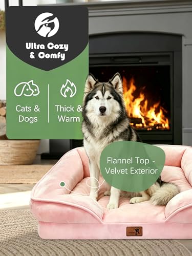 Orthopedic Dog Bed with Sides (48.0"L x 35.0"W x 8.0"Th / Pink)