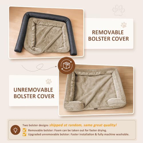 Waterproof Orthopedic Dog Beds for Extra Large Dog (48.0"L x 30.0"W x 8.5"Th / Light Brown)