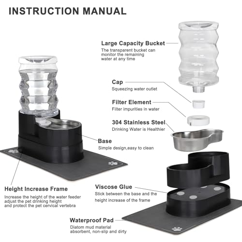 7L Elevated Dog Water Dispenser (7L / Black)