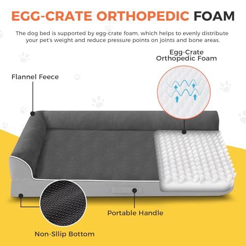 XXL Orthopedic Dog Bed (48.0"L x 35.0"W x 7.5"Th / Grey Flannel)