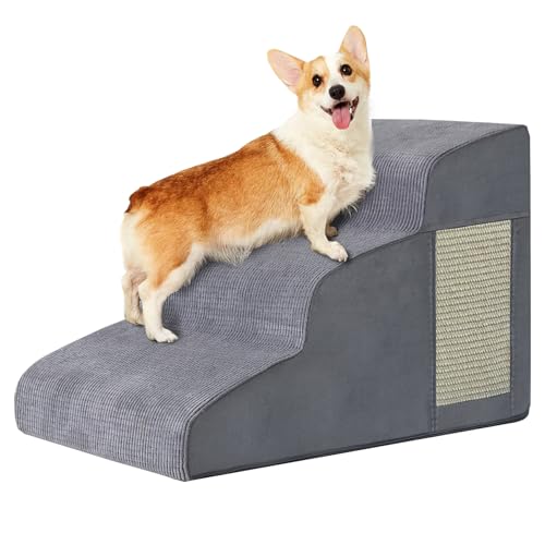 Dog Stairs for Small Dogs 15.7" H (Grey / 3-Step 15.7"H)