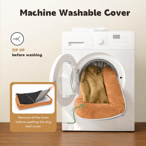 Orthopedic Waterproof Jumbo Dog Bed with Bolster for Extra Large Dogs (53.0"L x 42.0"W x 8.0"Th / Orange)