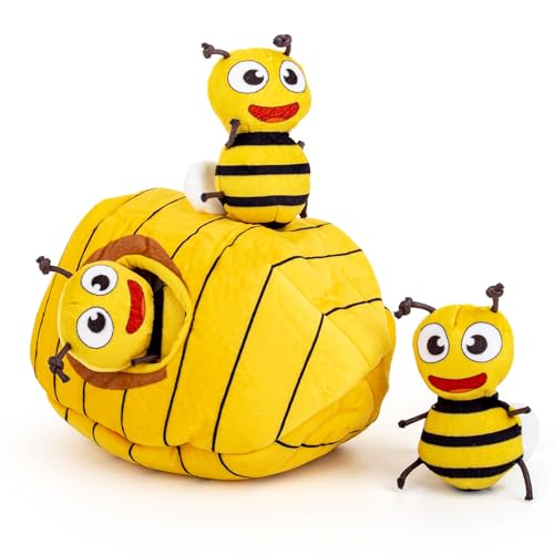 Squeaky Hide and Seek Dog Toys for Small and Medium Dogs (Bees)