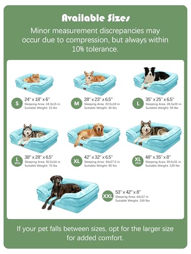 Orthopedic Dog Bed with Sides (35.0"L x 25.0"W x 6.5"Th / Ice Blue)
