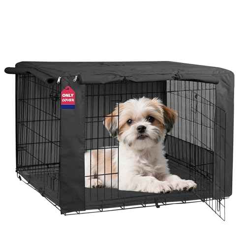 24 Inch Dog Crate Cover with Mesh (24.0"L x 18.0"W x 20.0"H / Black)