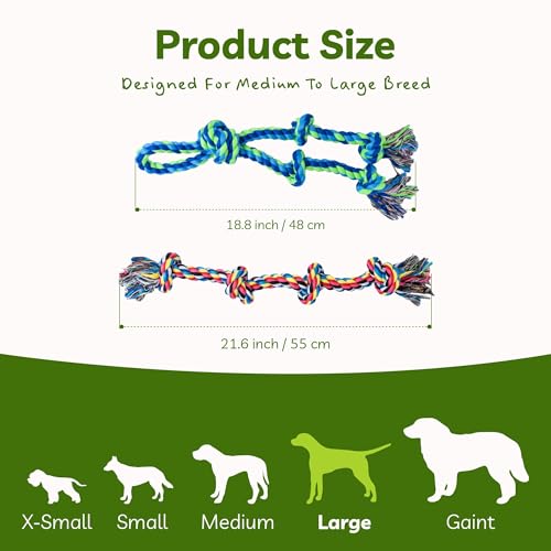 Dog Rope Toy for Large Dogs Heavy Duty Dog Chew Toys for Aggressive Chewers (2 Pack-Large / Large)