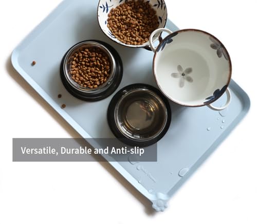 Large Silicone Pet Food Mats Tray (24" x 16" / Frost)