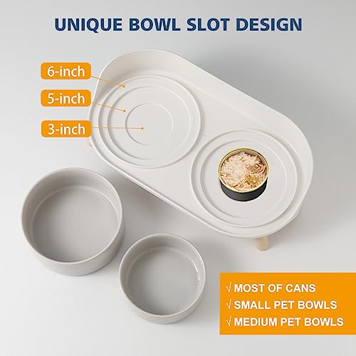 Elevated Ceramic Dog Bowl Set (Grey / Medium)