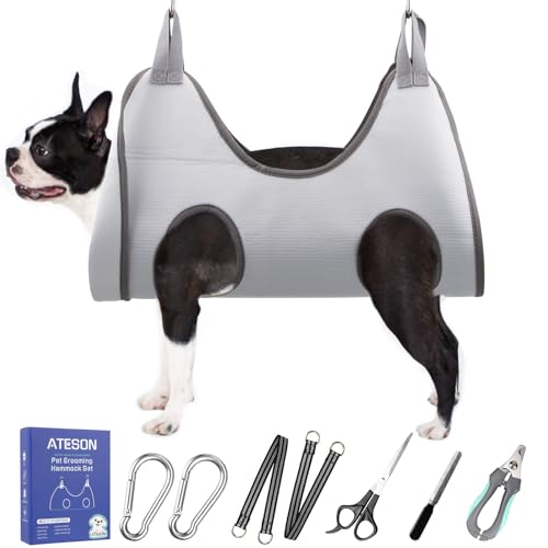 Pet Grooming Hammock Harness for Small Dogs & Cats Nail Trimming (S for Small Dogs 30LB / Gray)