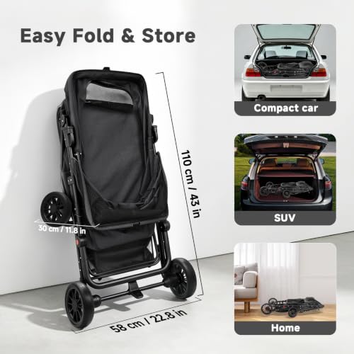 Dog Stroller for Large & Medium Dogs (Black)
