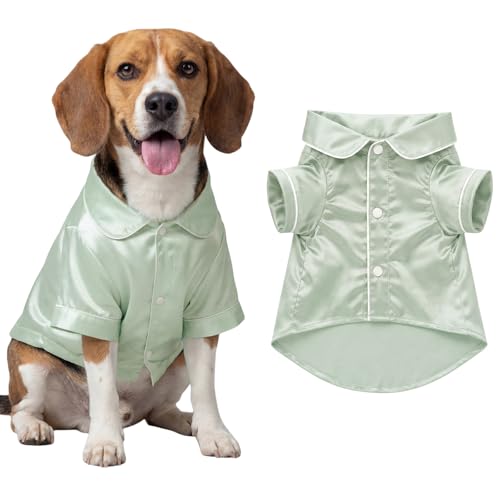 Dog Silk Pajamas Shirt Puppy Satin Pjs for Small Dog (L / Sage Green)