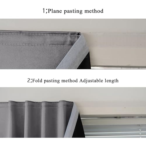 100% Blackout Shades Window Cover Self Adhesive Curtains Sticky Curtain Portable Easy Open Black Out Curtains for Bedroom Living Room No Drilling (Dark Grey/ Thickened / 59"W x 72"L (Pack of 1))