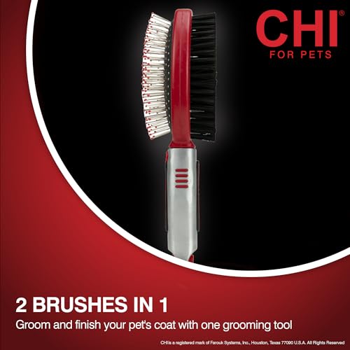 for Dogs Double (Red - Double Sided Bristle & Pin Brush / 1 Count (Pack of 1))