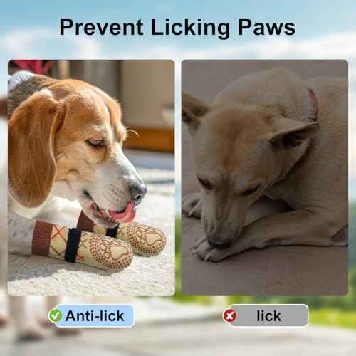 6PCS Dog Socks to Prevent Licking Paws for Hot (Khaki / S(Pack of 6))