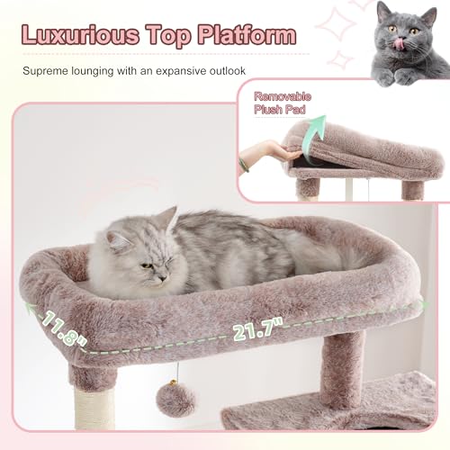 Cat Tree, 76-Inch Tall Heavy Duty Cat Tower for Big Cats HCT039MU (Rosy Brown / 76.8 inch)