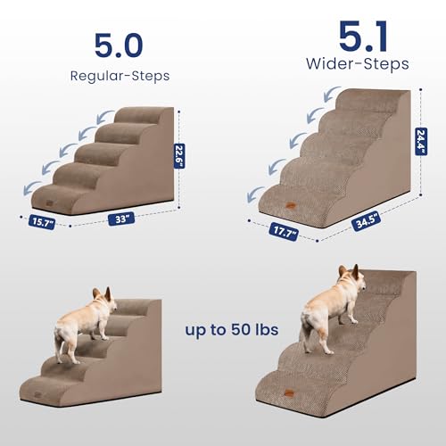 Ramp Dog Stairs for High Beds 24.4" H (Camel / 5-Step-Update (34.5"D x 17.7"W x 24.4"H))