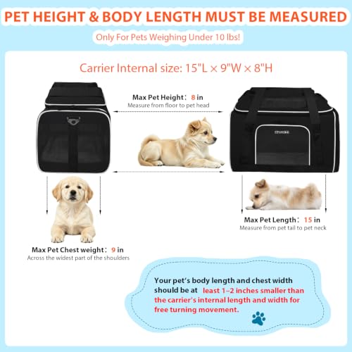 Top & Side Expandable Small Pet Carrier with Wheels Airline Approved (Black with wheels / 18.0"L x 11.0"W x 11.0"H)