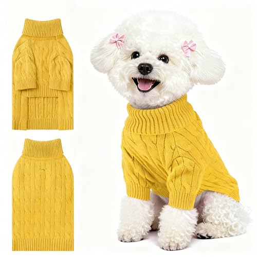 Small Dog Thermal Pullover Sweater (Yellow(Order One Size Up) / Medium)
