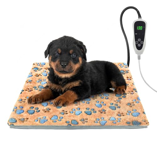 Cat Heating Pad 18×18 in Dog Heated Bed Smart Temperature Control Switch (Yellow / 18 x 18 in)
