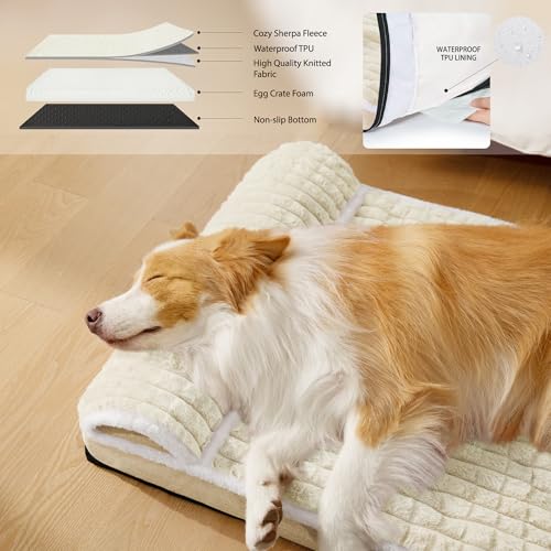 Orthopedic Large Dog Bed Pillow Pet Sofa Bed 48''X30'' Ivory (Ivory / 48"L x 30"W x 3.5"Th)