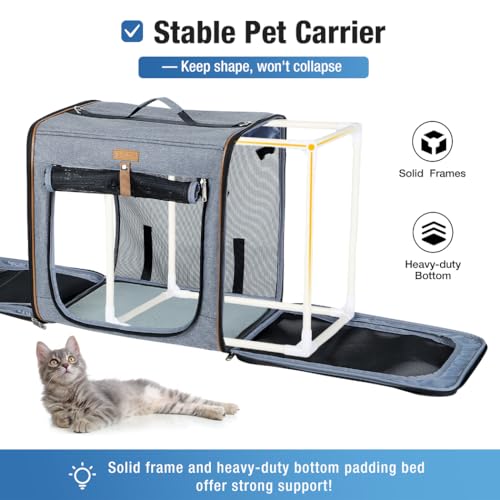 Large Cat Carrier for 2 Cats (Grey)