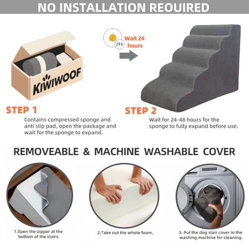 5 Step Pet Stairs Ramp for High Beds Sofas 23 (Brown / 5-step)