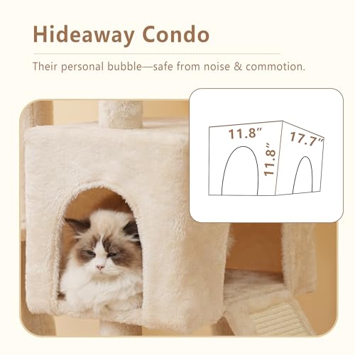 64.2" Heavy Duty Cat Tree for Large Cats with Wide Base HCT027M (64.2 inch / Beige)