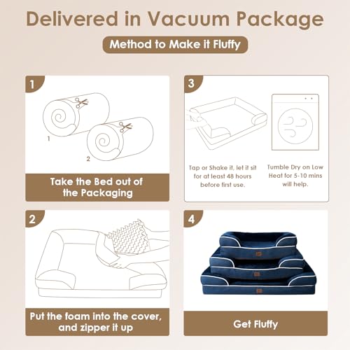 Orthopedic Extra Large Dog Bed (Navy / 44.0"l X 32.0"w X 6.5"th)