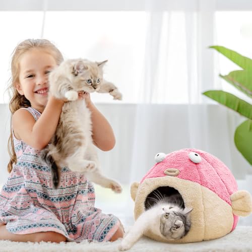 Cat Beds for Indoor Cats (M 14.6'' / pink)