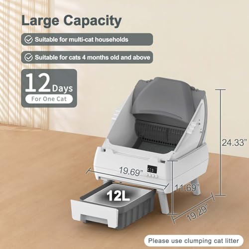 Automatic Cat Litter Box Self Cleaning (White)