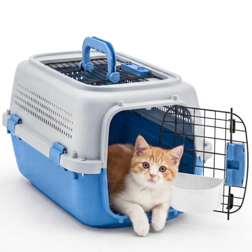 23" Hard Sided Pet Carrier for Small Pets (Modern Blue / 22.4"L x 14.6"W x 13.0"H)