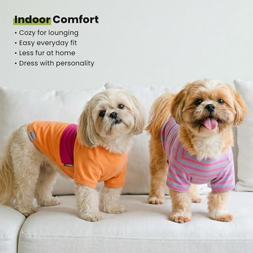 3 Pack Color Block Striped Dog Shirt (X-Large / Pink-Orange-Purple)