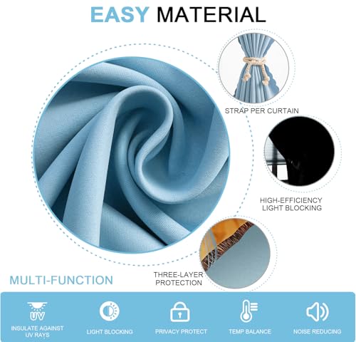 Adhesive Curtains (35"W x 79"L (Pack of 1) / Lake Blue)