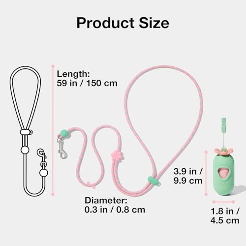 Crossbody Hands Free Dog Leash (Flora Pink)