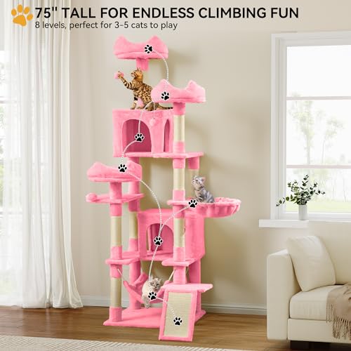 75 Inch Tall Cat Tree Indoor (Pink / 75 inch)