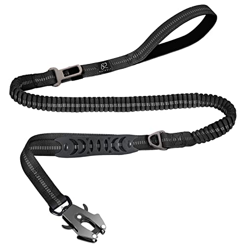 Tactical Shock Absorbing Bungee Dog Leash Heavy Duty (Black / Aviation aluminum)