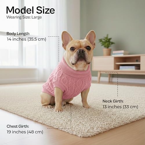 Dog Sweaters Pull Over (L / Cable Knit Pink)