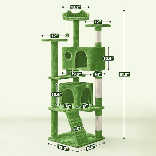 62in Cat Tree Tower (Green / 62in)