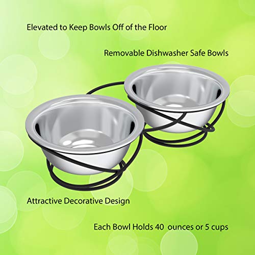 Set of 2 Stainless Steel Dog Bowls (3.5" Height)